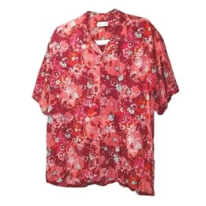 Raga Man Camp Hawaiian Shirt Adult XXL Coastal Tropical Pink Floral Button New